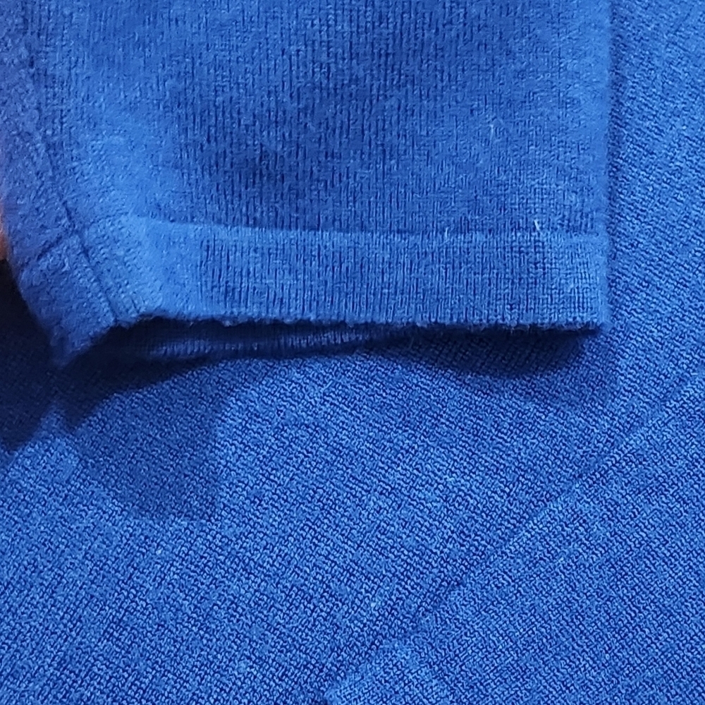 Phineas Cole Luxury Wool 1/4 Zip Pullover Sweater Wool Solid Royal Blue Italy - Picture 5 of 8